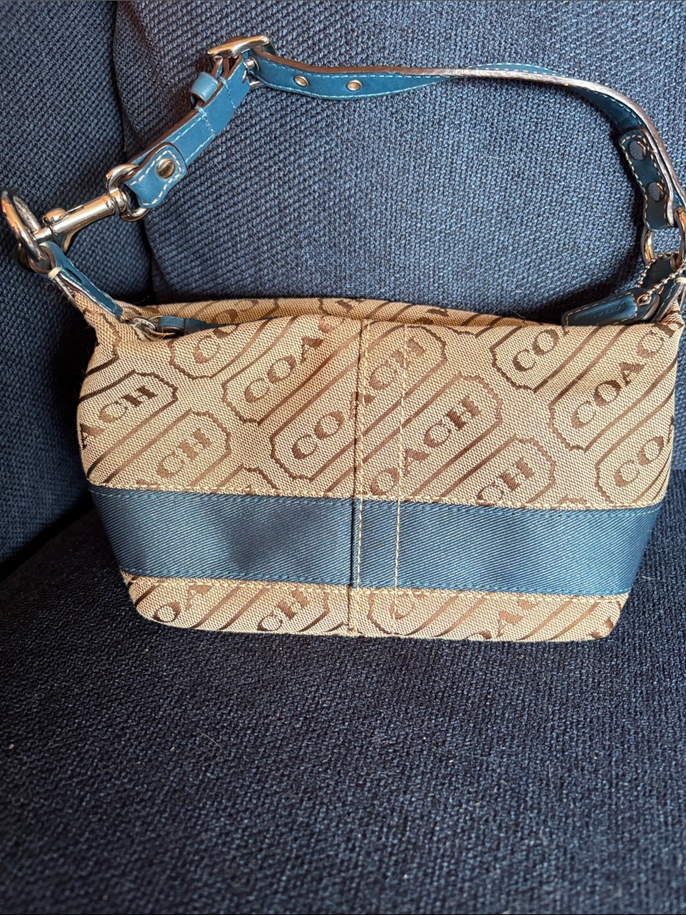 Coach Signature Lozenge Demi Baguette Purse